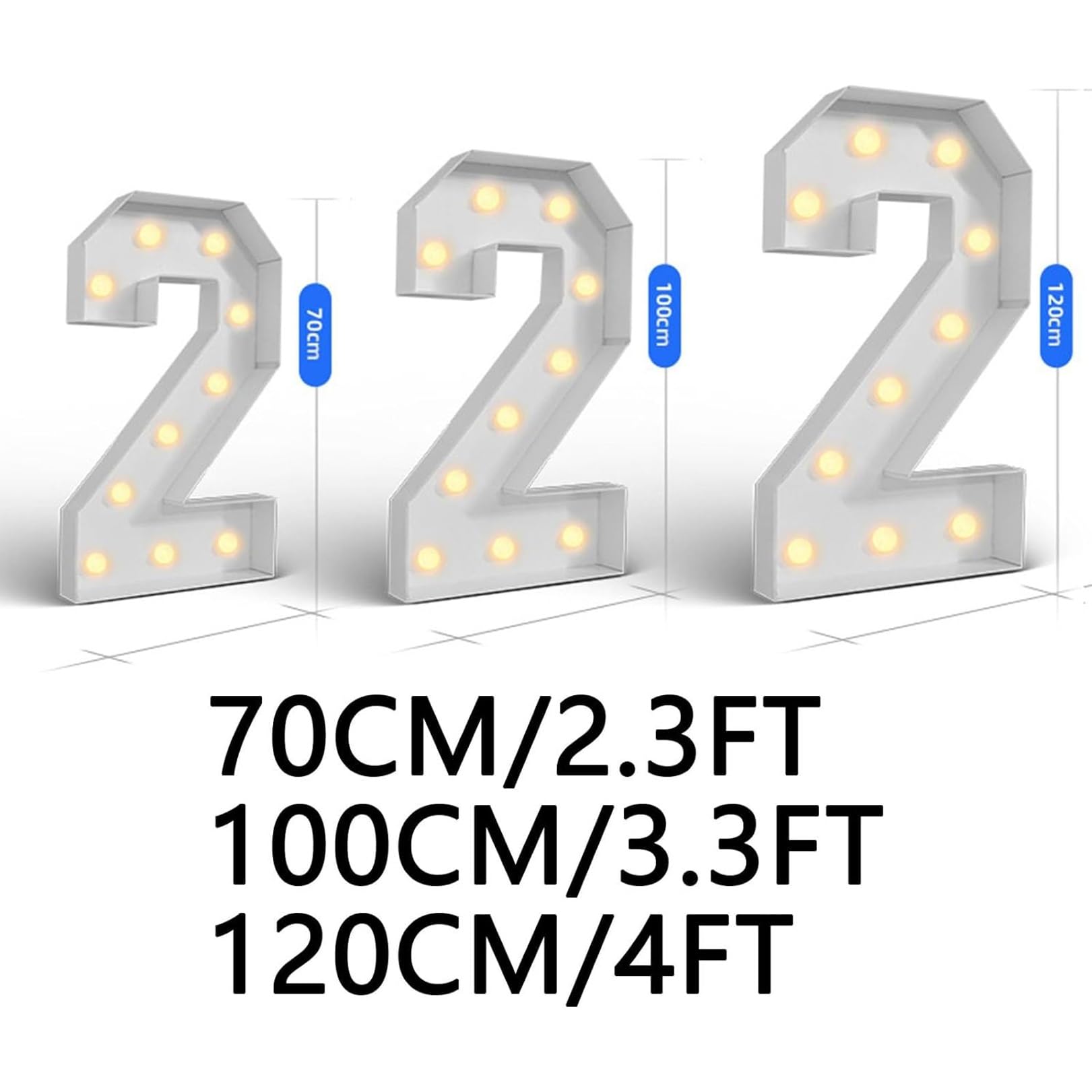 70-120cm Gigantyczne Pudełko Do Napełniania Balonów W Kształcie Cyfry Z Oświetleniem LED 0-9 Ramka Na Balon Rocznica Wesele Pudełko Na Baby Shower (Color : 5, Size : 100cm)