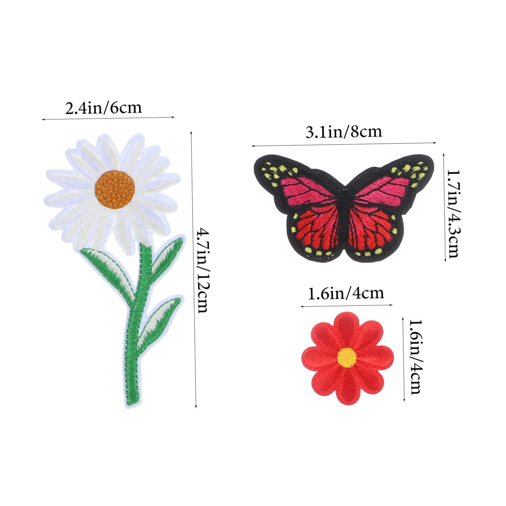 STOBOK 195stücke Teiliges Bügelfreundlicher Gestickter Applikations-patches Bunten Schmetterlings Und Blumen-motiven Für Kleidung Rucksäcke Und -projekte