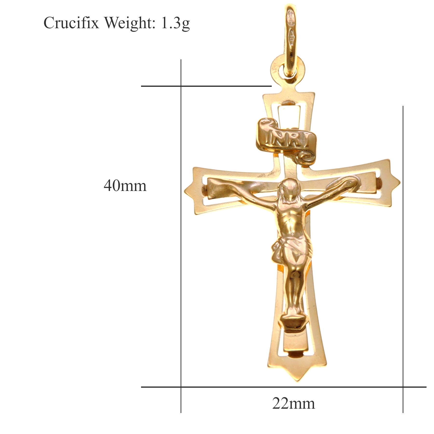 Alexander Castle Pendentif Croix en Or Massif 9 Carats Style Serif pour Femme et Homme - Breloque Croix avec Coffret Cadeau Bijoux - PENDENTIF SEUL - 40mm x 22mm