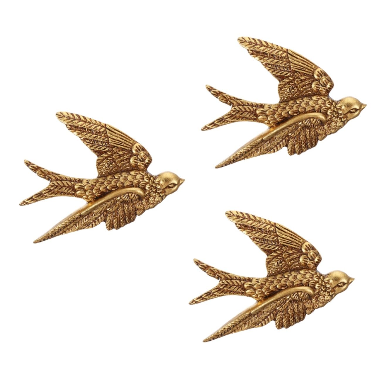Amosfun Swallow Wall Sculptures, 3pcs Metal Wall Art Swallow Hanging Decoration, Wall-Mount Swallow Statues, Flying Bird Wall Decoration