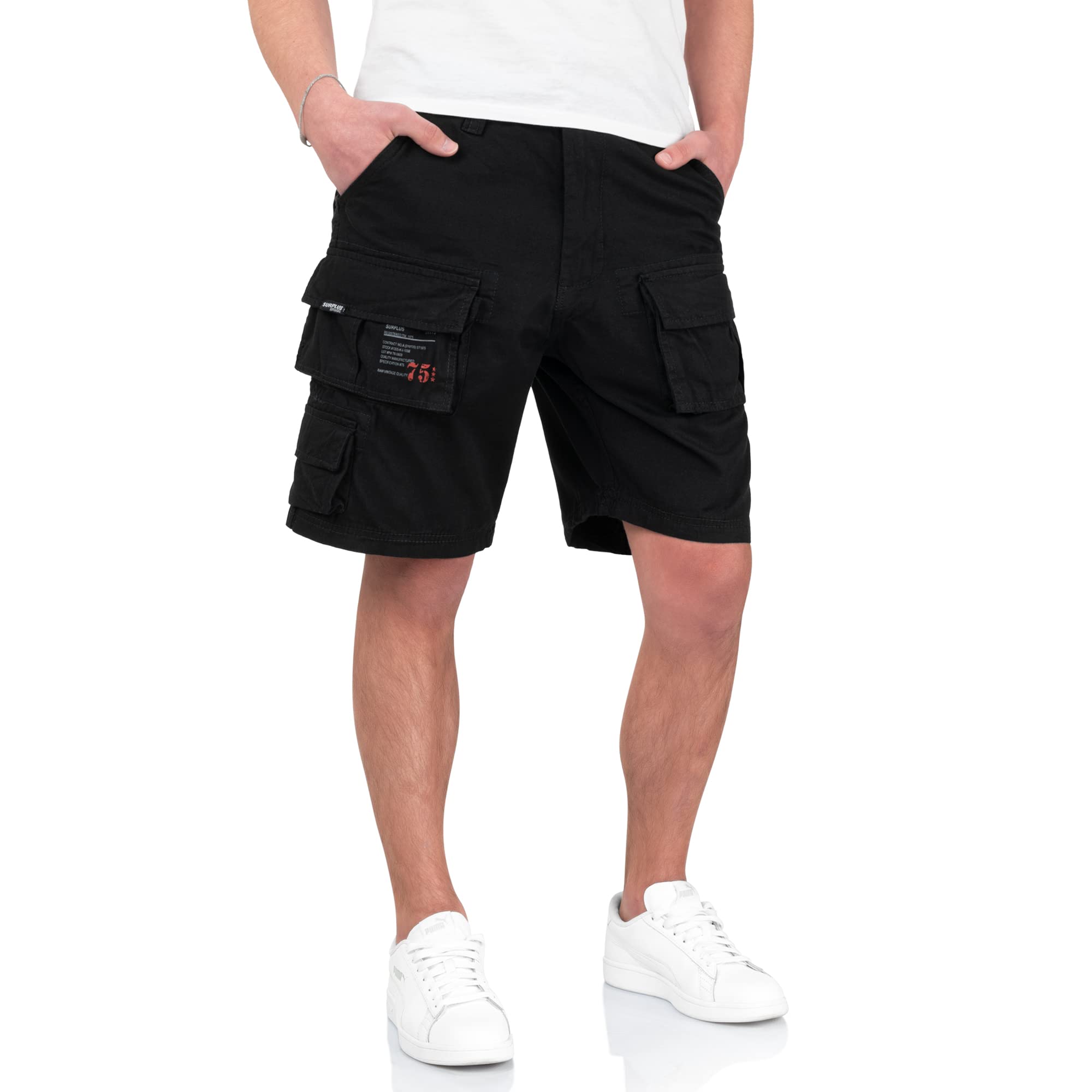 Surplus Raw Vintage Mens Cargo Trooper Shorts, Black, 5XL