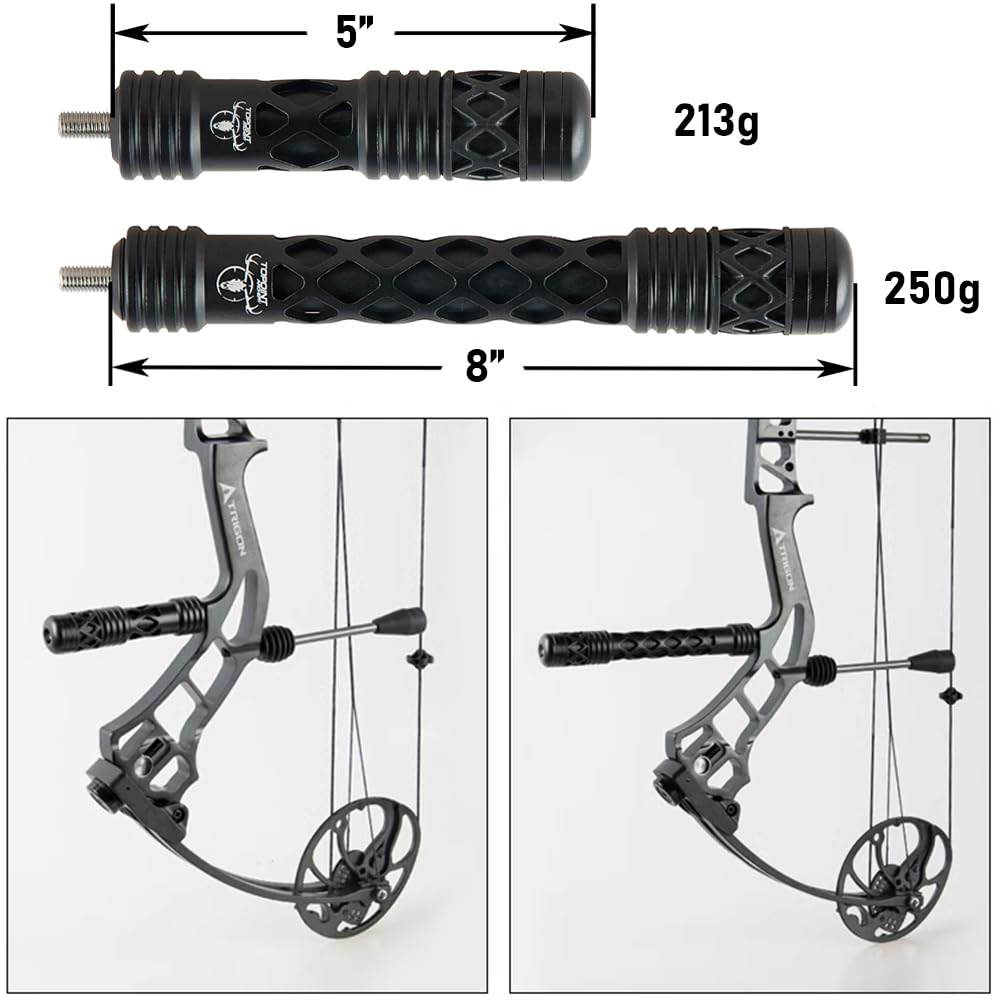 AMEYXGS Bogenschießen Bogen Stabilisator für Compound Bogen Balance Bar Rod 5 Zoll 8 Zoll Vibrations Reduzierung Bogen Dämpfer Dämpfung