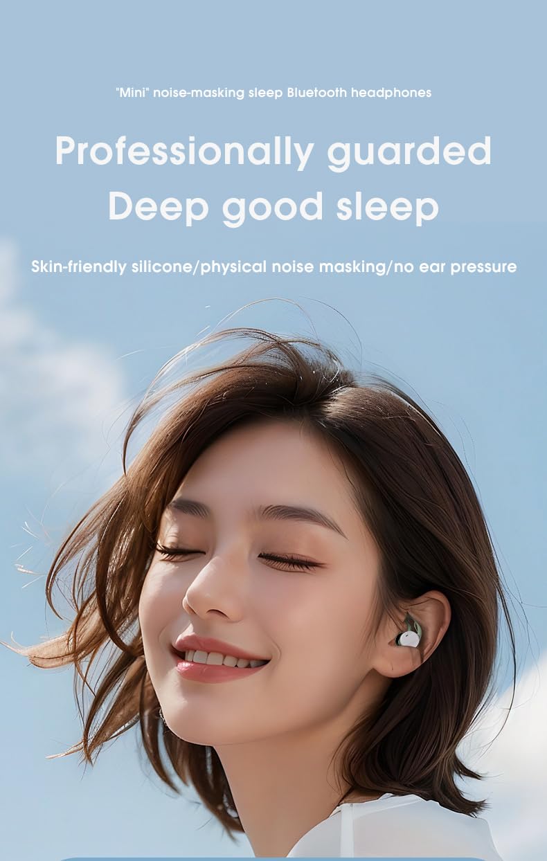 Mini auriculares invisibles inalámbricos para dormir, ultraligeros, control de voz IA, Bluetooth 5.4, auriculares para dormir de lado, auriculares para dormir con batería de larga duración (blanco)
