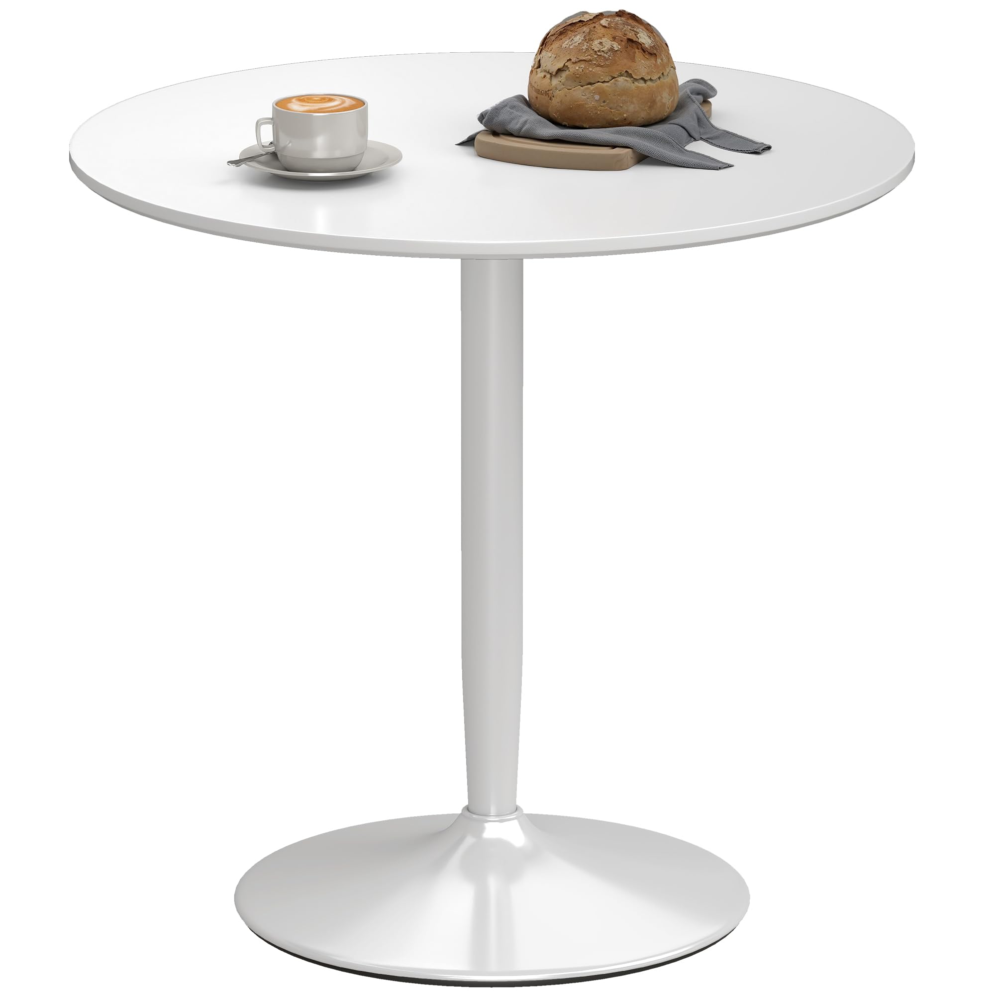 HOMCOM Table à Manger Ronde pour 2 Personnes Style Moderne 80 cm Blanc
