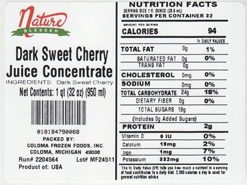 Miniatura 2 de Nature Blessed Concentrado de jugo de fruta de cereza dulce oscuro 100% puro, 4 cuartos de galón (botellas de 4/32 onzas líquidas), ideal para