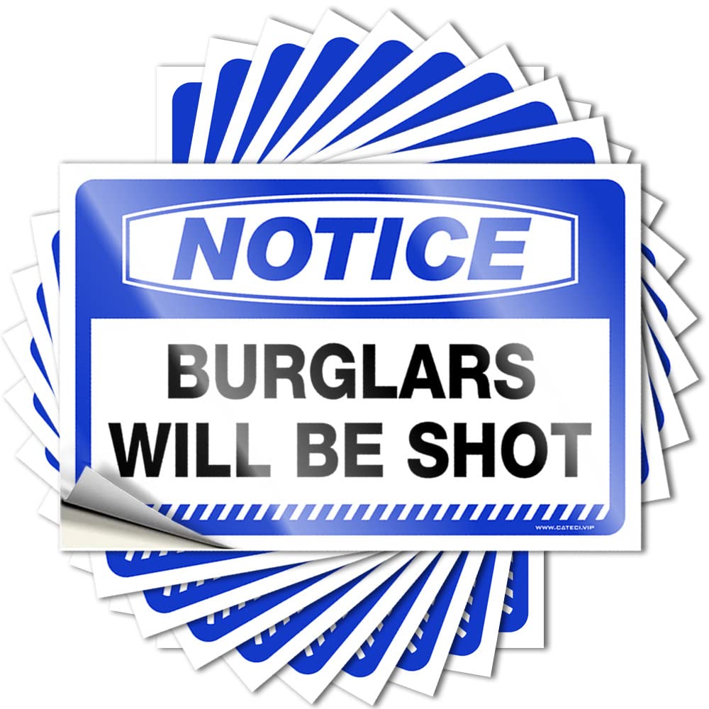 Fzfn Men's Colour Sticker Mancave Stuff For Durable Vinyl - Notice Burglars Will Be Shot Case For Motorcross Use(12X18cm)
