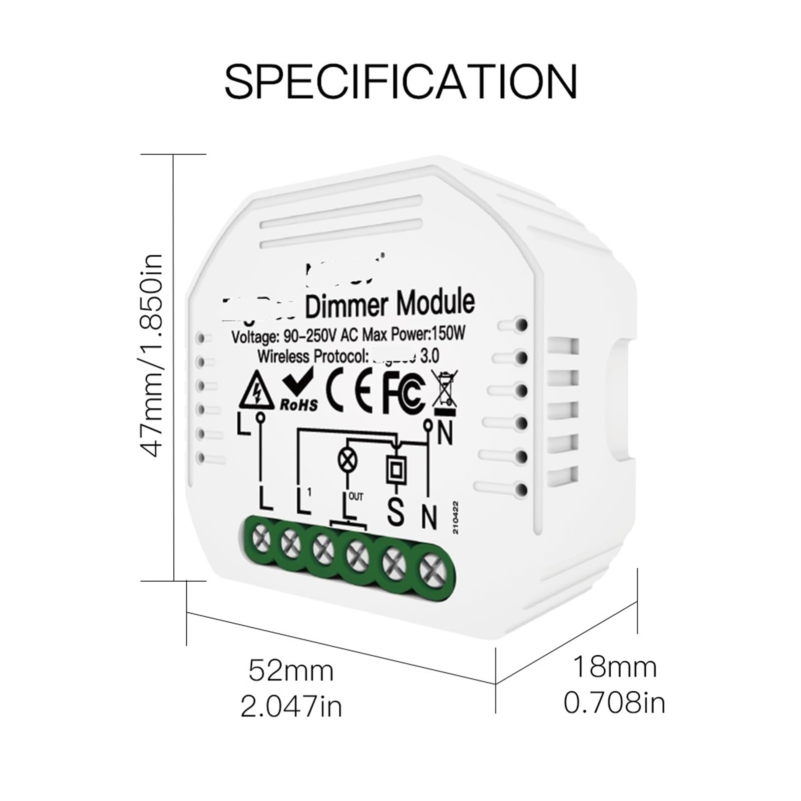 1 Uds. Interruptor de luz 3,0 módulo de relé de interruptor de luz inteligente 1/2/3 Juego(2 Gang Dimmer Switch)