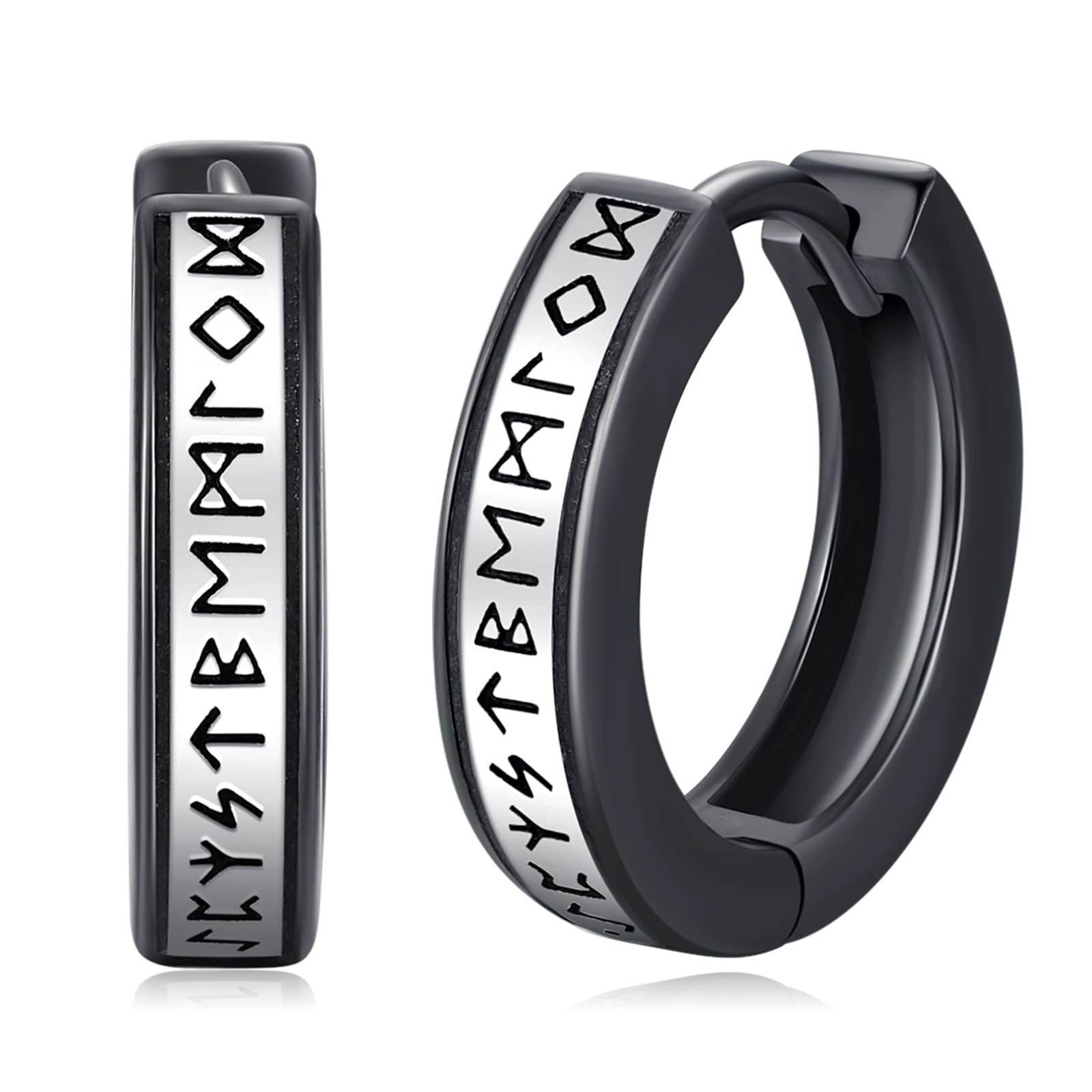 Eusense Pendientes Aro Hombre, Pendientes Vikingos 925 Plata Runa Vikingos Arbol de la Vida Martillo Thor Brujula Vikinga Aretes Nordicos Joyería para Hombres y Mujeres