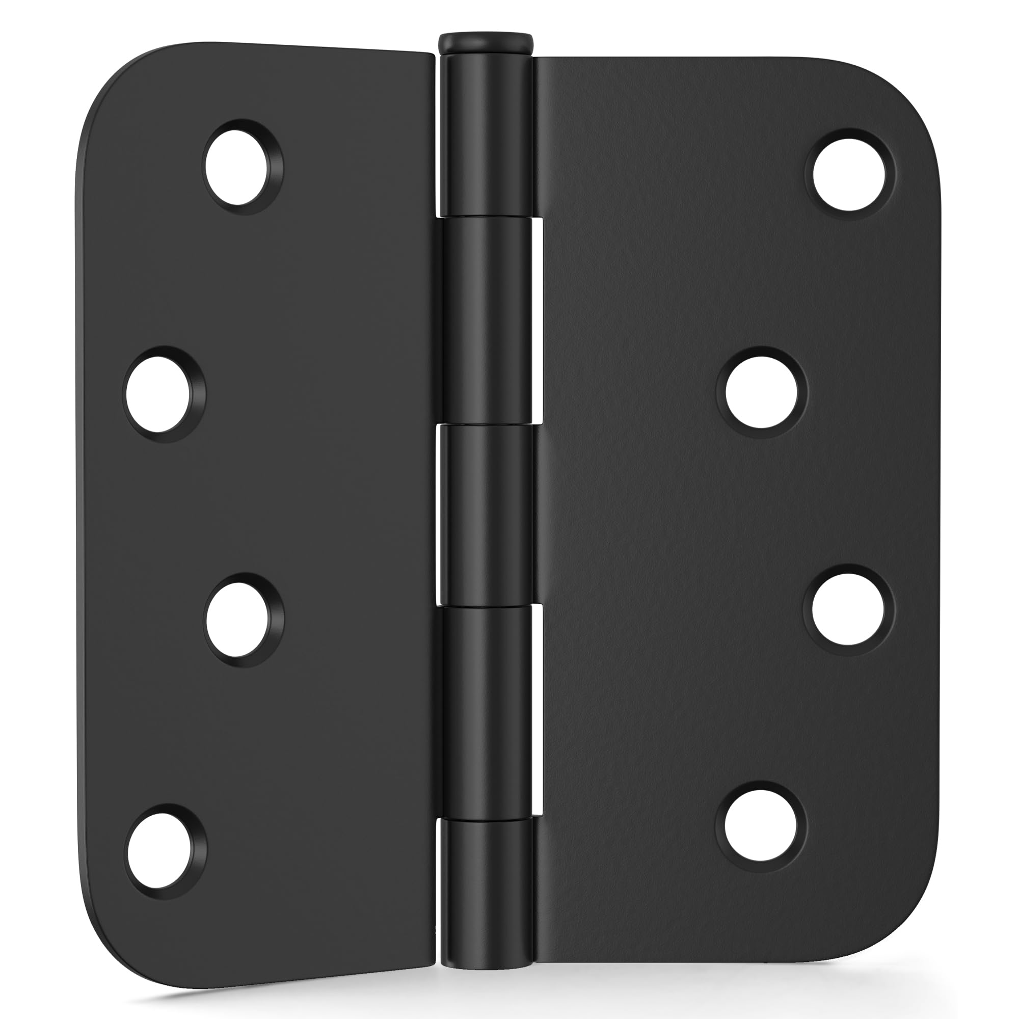 Paquete de 6 bisagras de puerta de 4 pulgadas, bisagras negras mate con radio de 5/8 pulgadas y esquinas cuadradas, pasador extraíble, bisagras de puerta exterior, perfectas para puerta delantera y