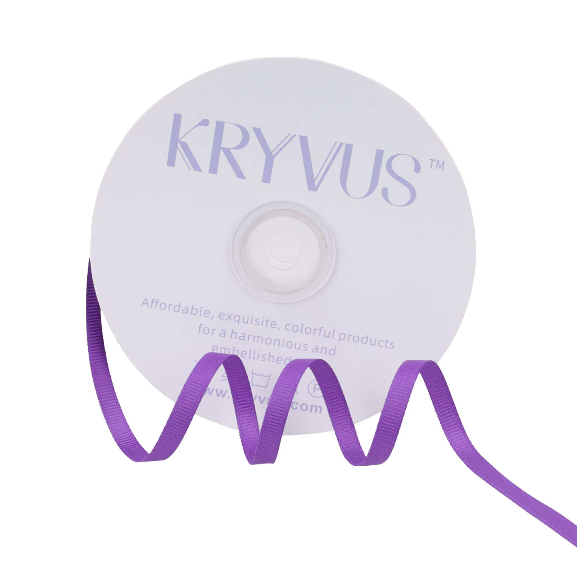 Kryvus Grosgrain Ribbon, Purple Ribbon 6mm x Continuous 45 Metres, Purple Grosgrain Ribbon Perfect for Gift Wrapping Crafts