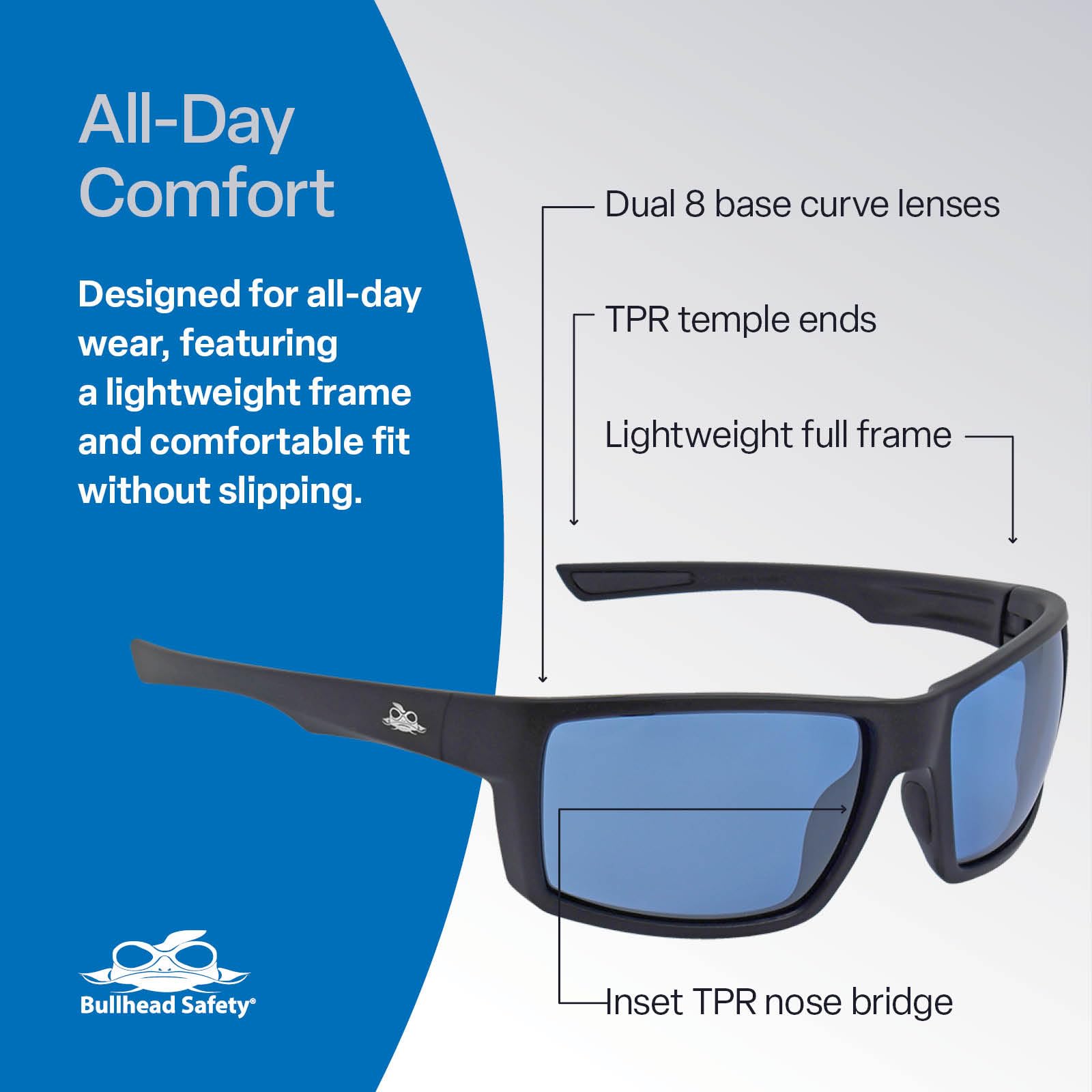 Bullhead Safety Sawfish - Gafas de cultivo con lentes bloqueadoras HPS, protección ocular completa para uso en horticultura y jardinería interior, lente azul con marco completo negro mate, talla única