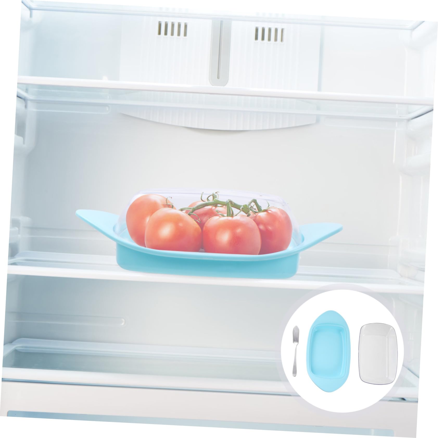 BRIGHTFUFU 1 Set Butter Box Clear Container with Lid French Butter Keeper Farmhouse Butter Dish Butter Serving Dish Cheese Dish Storage Dish Butter Holder Clear Cake Containers Trays Blue