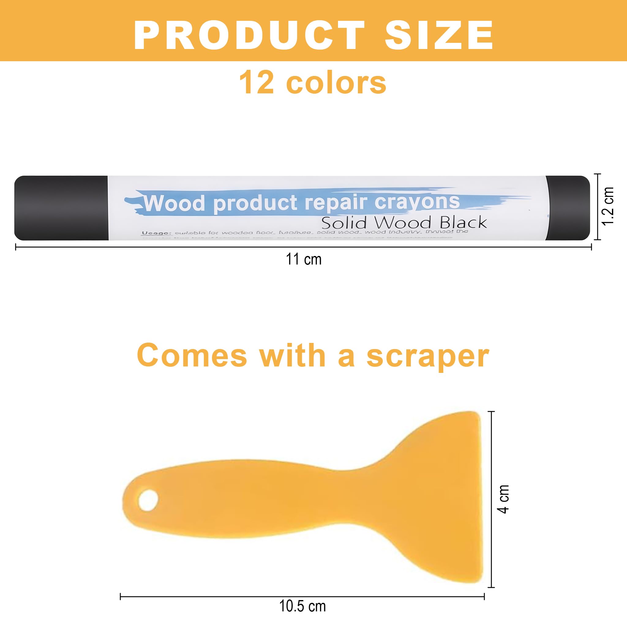 Kit di Riparazione Laminate 13 Pezzi, Kit di Riparazione parquet e Vinile con Stucco per Legno e Penna in Cera Dura Calda per Riparare i Danni ai Pavimenti in Legno