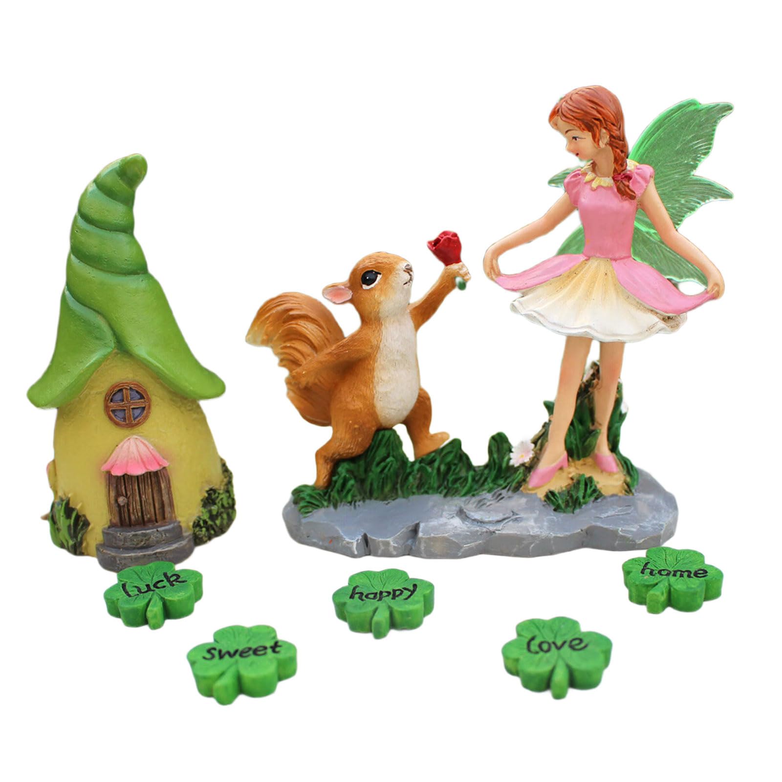 Msioytog Creative Statue Squirrels and Girl Figurine for Garden Outdoor Decoration for Lawns and Patio Housewarming Gift Resin Garden Statues