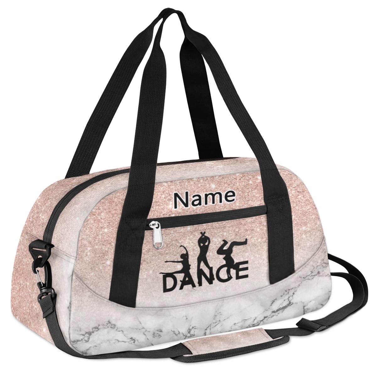Custom Name Kids Duffle Bag Personalized Text Ballet Crystal Marble Dance Gym Sports Bag Waterproof Overnight Weekender Travel Workout Duffel Bag Carry On Bag for Little Boys Girls Teen Gifts