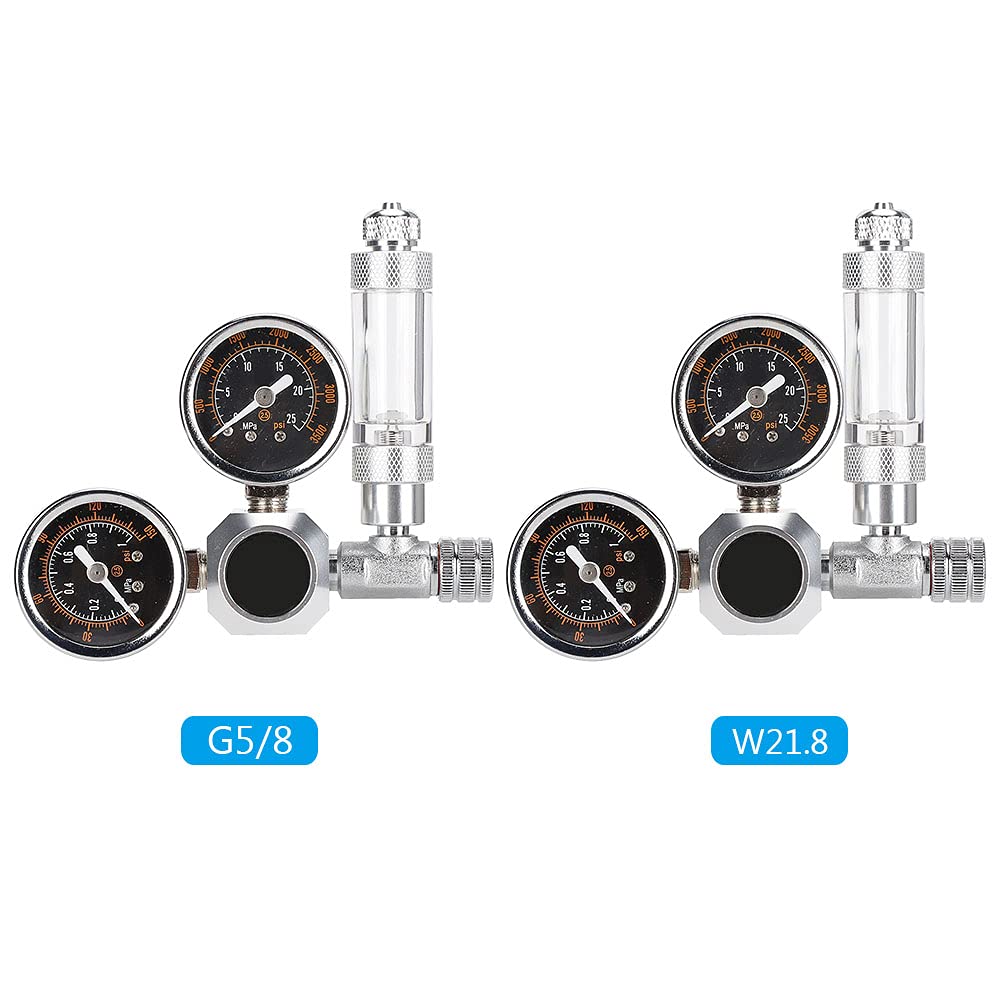 lyrlody Distributeur de CO2 pour Aquarium, Système de CO2 pour Plantes Aquatiques avec Régulateur de CO2 à Pression Réglable avec Double Affichage, avec Compteur de Bulles et Clapet(Interface w21.8)