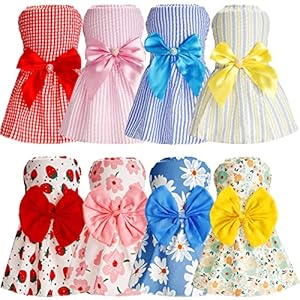 Sanwuta 8 Pieces Dog Bowknot Dresse...