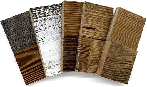 Miniatura 3 de Tablones de madera de granero, paneles de pared de madera para decoración de granja, tablones de madera recuperada de dos capas pegadas (muestras, 5