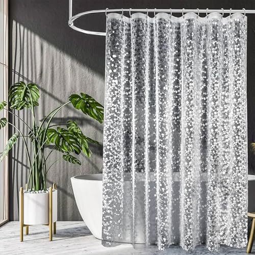 Helweet Rideau de Douche Anti-Moisissure à Séchage Rapide - Imperméable pour Baignoire, Espace Confortable, Motif de Galets, 180 x 200cm