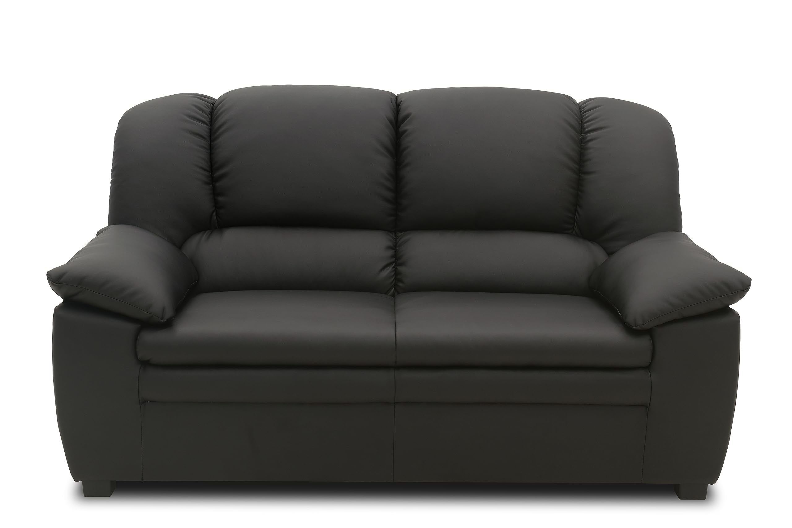 DOMO. collection Divano Ambato in pelle a 2 posti dal design classico, 2 divani in similpelle, 159 x 92 x 88 cm (larghezza x profondità x altezza), nero
