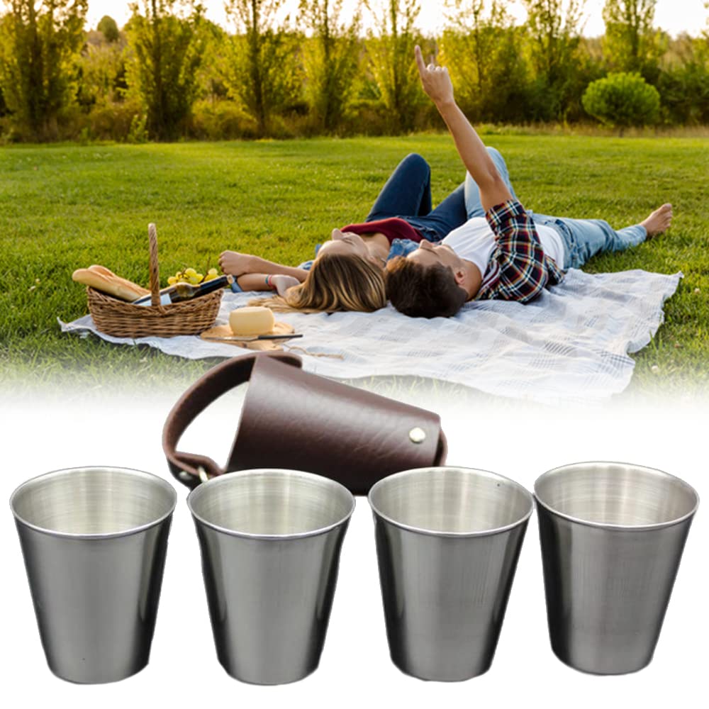 Lot De 4 Verres à Shot En Acier Inoxydable De Qualité Alimentaire