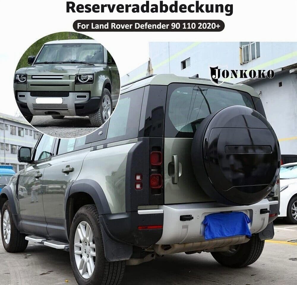 Ersatzreifenabdeckung für Defender, Ersatzreifen-Radabdeckung, Kunststoffschutz für LR Defender 90 110 130 2-Türer 4-Türer 2020 2021 2022 2023 2024 2025 (Santorini Black)