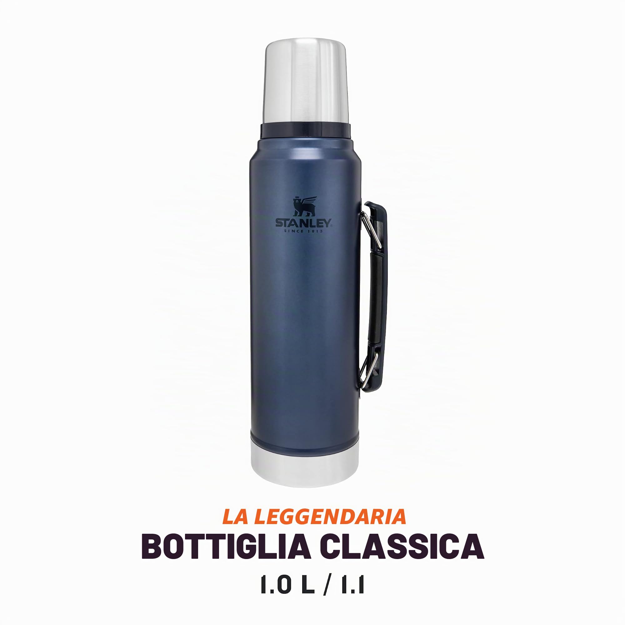 Stanley Classic Legendary Thermos 1L - Mantiene La Temperatura 24 Ore (Caldo/Freddo) - Borraccia Termica - Senza BPA - Acciaio Inox - Termos - Nightfall