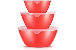 3-Piece Red Mixing Bowls with Lids Set for Versatile Kitchen Tasks