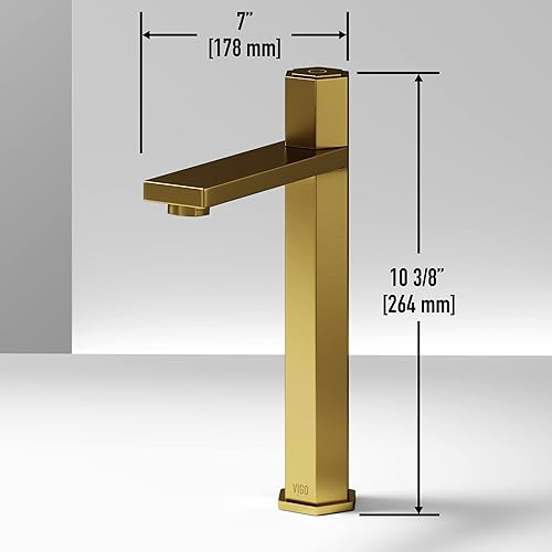 Miniatura 5 de VIGO Nova - Grifo de baño de una sola manija de 10.375 pulgadas H con un solo orificio en oro cepillado mate - Grifo para fregadero VG03035MG
