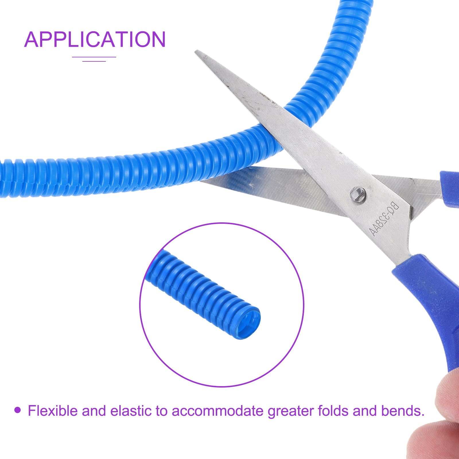 DMiotech 3meter Wire Loom Split Tubing 9.5mm, Cord Protectors from Pet Flexible Conduit Cable Management for Office, Home, Garden, Blue - Image 2