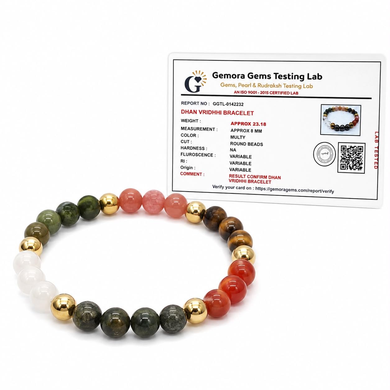 Dhan Vriddhi Bracelet for Men & Women | Natural Multi Gemstone Crystal Bracelet Spacers | Lab Certified Wealth, Prosperity, Abundance, Positive Energy-image-26