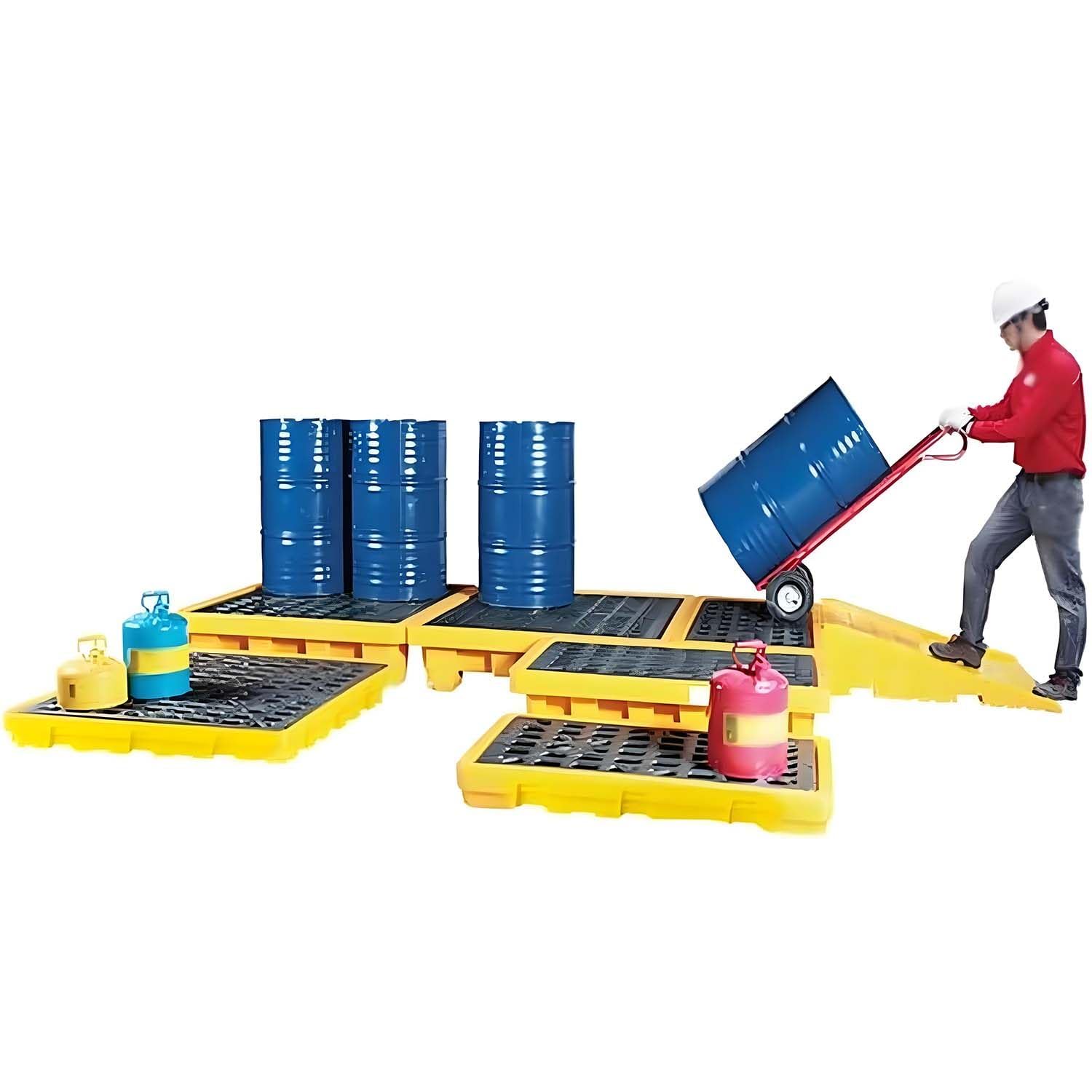 Aioneer Drum Modular Spill Containment Platform, Drum Spill Containment Pallet, Containment Tray Spill Containment Platform With Drain Outlet, Polyethylene Spill Pallet