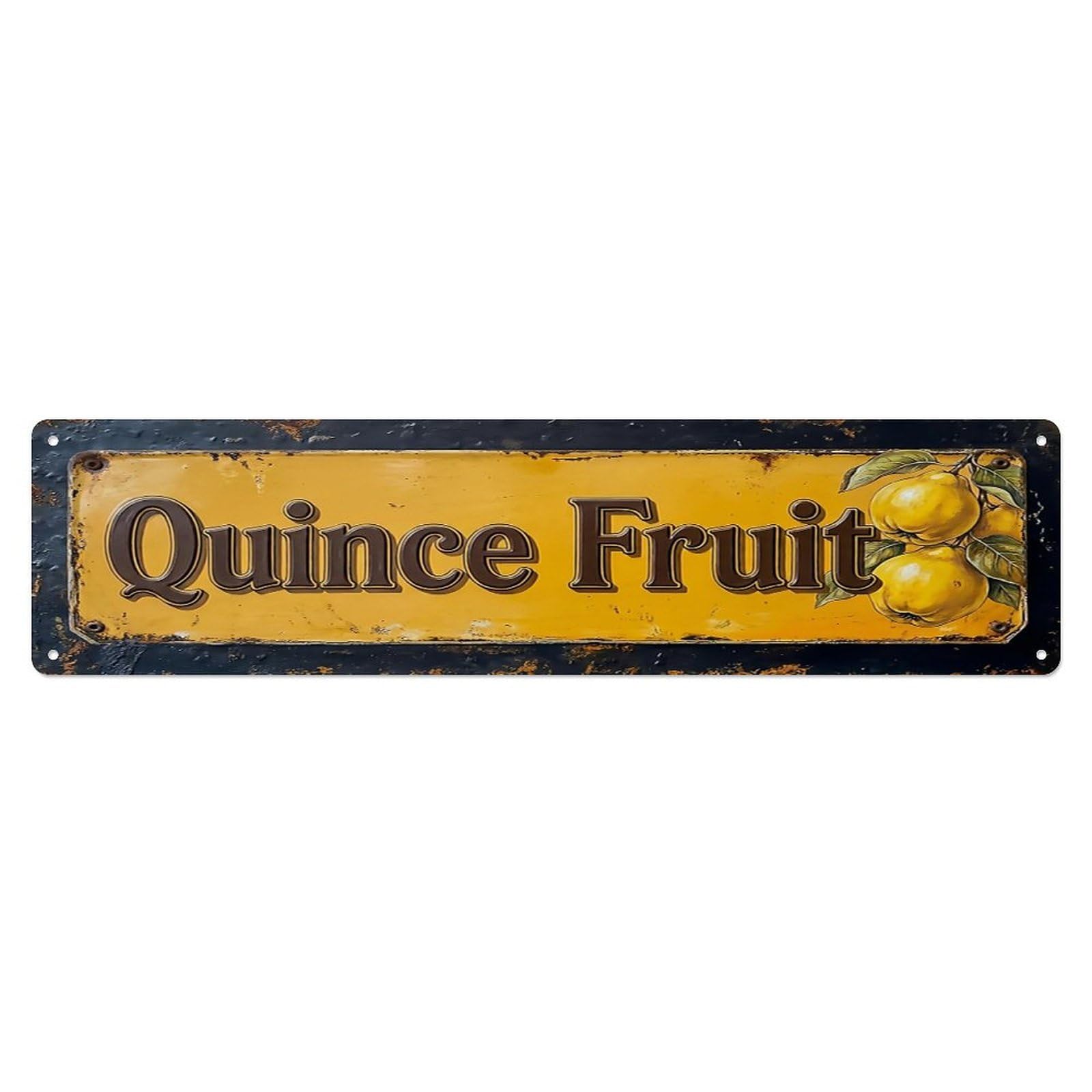 Vintage Quince Fruit Golden Farmhouse Metal Tin Sign