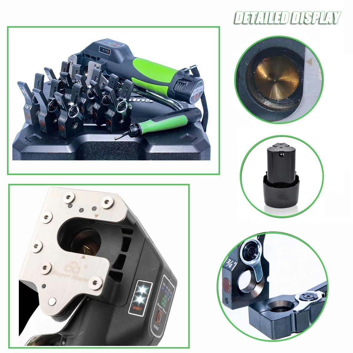 Juego de Herramientas de abocardado eléctrico Profesional con 8 Accesorios, Herramienta de abocardado de Tubos de Cobre, for Tubos de Freno y Aire Acondicionado