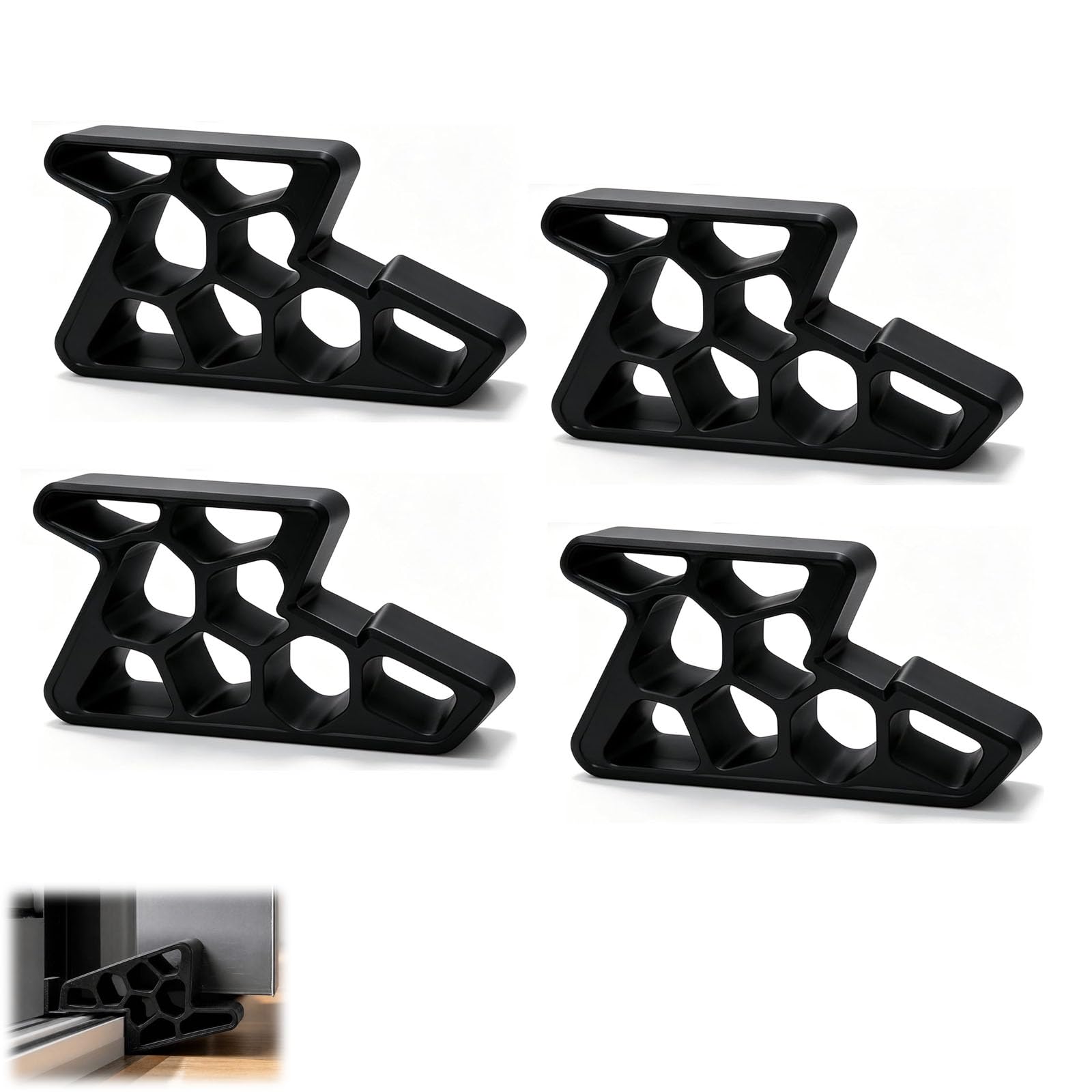 4PCS Secure Track Door Stop, Window Stopper Wedge Lock, Patio Door Stop