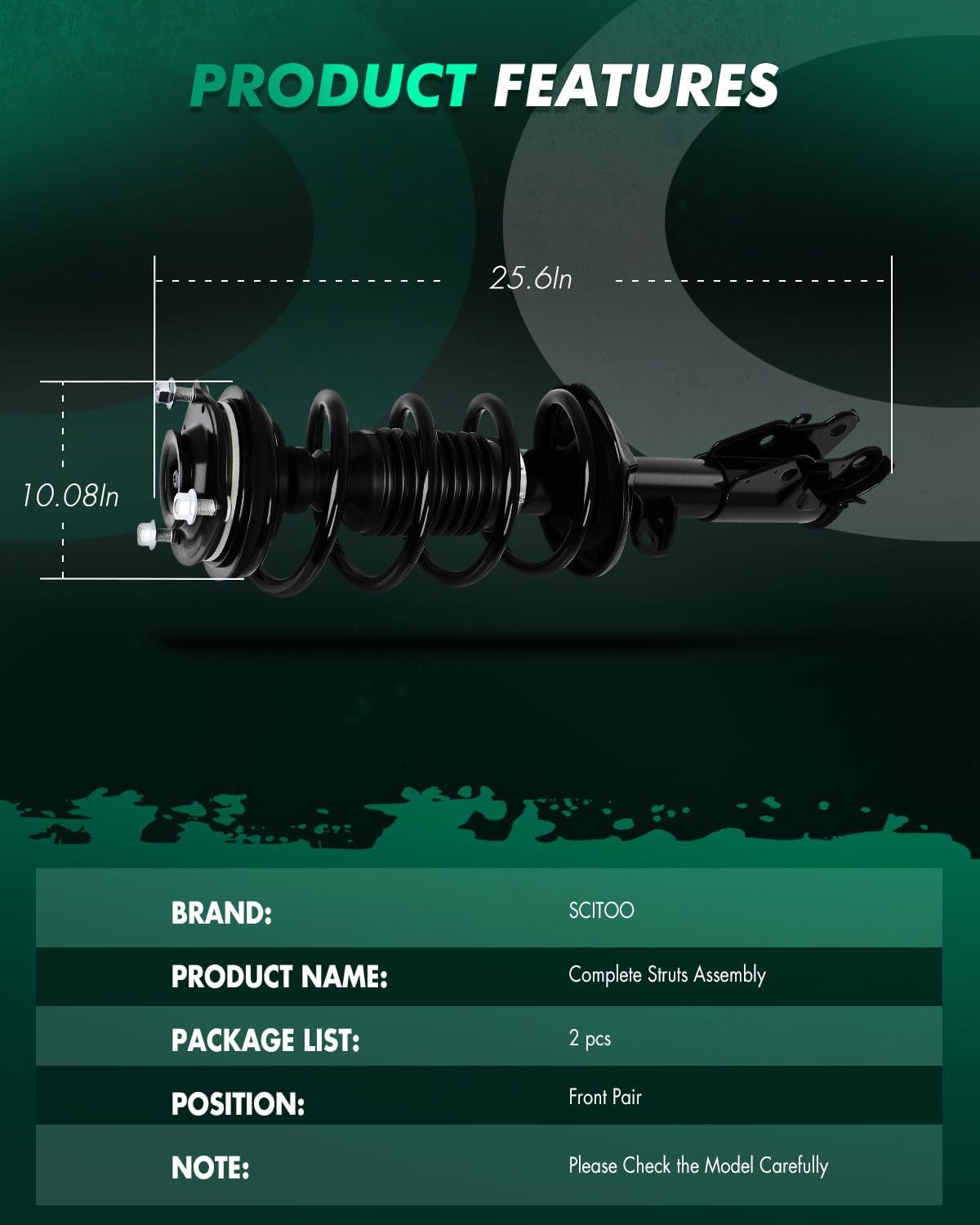 SCITOO Front Complete Struts Spring Assembly Shocks Struts Fits 2013-2015 for Honda Civic Quick Struts 272926 272925 - Set of 2