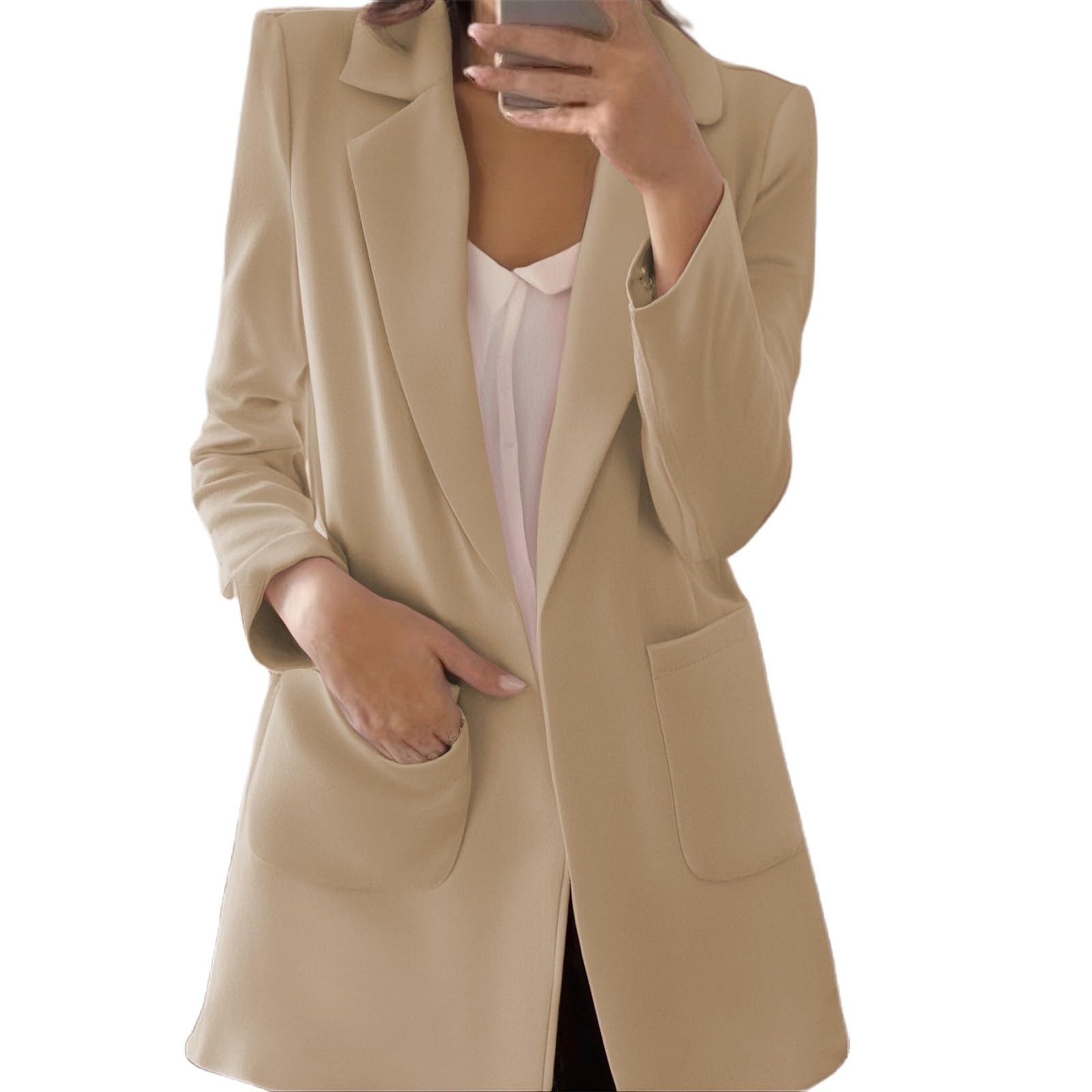 Generisch Blazer élégant pour femme - Veste de costume à manches longues - Couleur unie - Pour femme - Style décontracté - Vêtement de travail