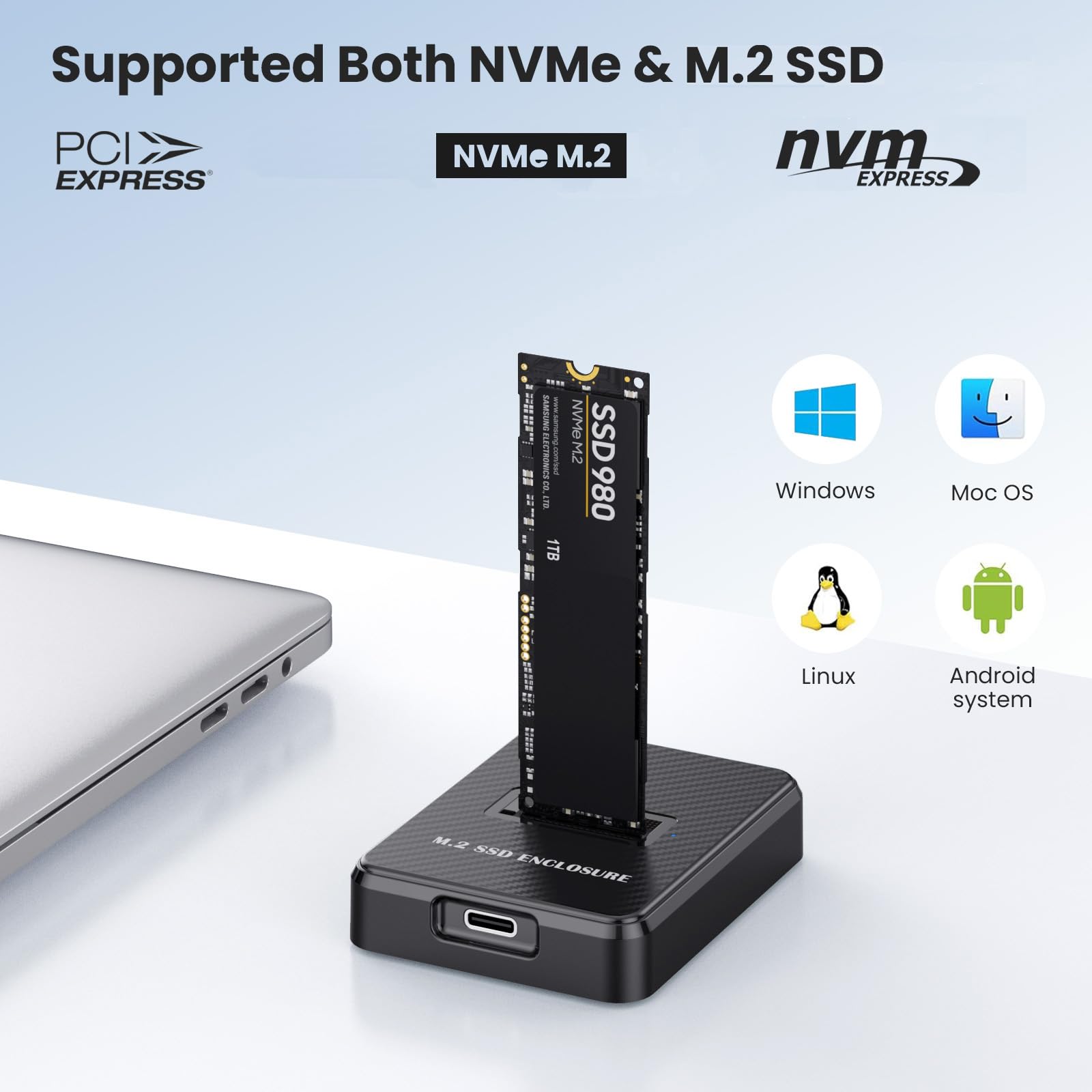 NVMe & SATA M.2 Reader/Writer, M.2 SSD to USB-A/C Reader Adapter