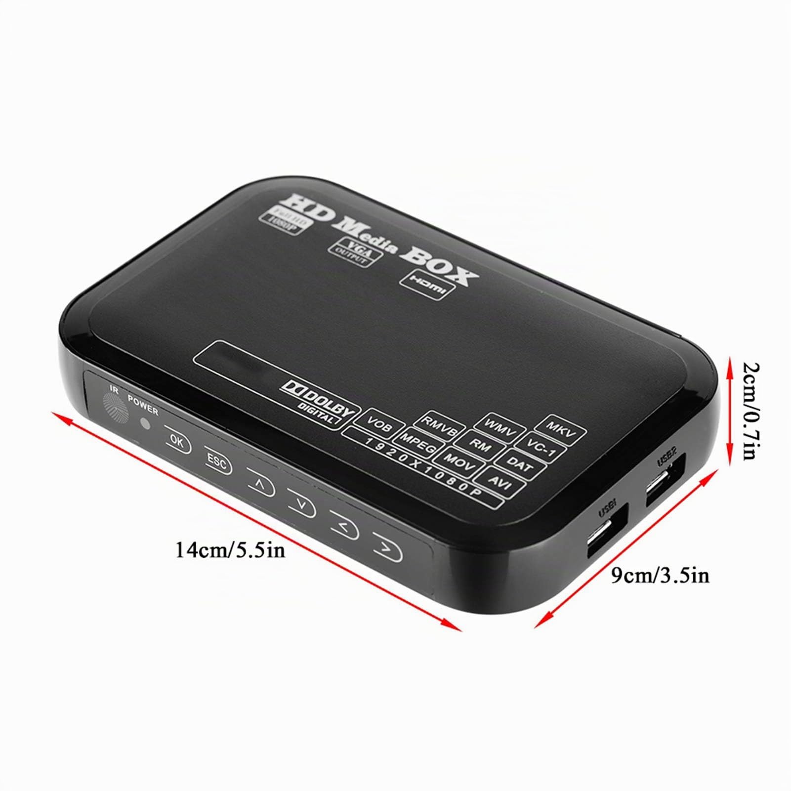 Boîtier Media Full HD 1080p Lecteur Multimédia Vidéo - Prise en charge USB, MP3, AVI, MKV, RMVB et autres formats - Alimentation 110-240V