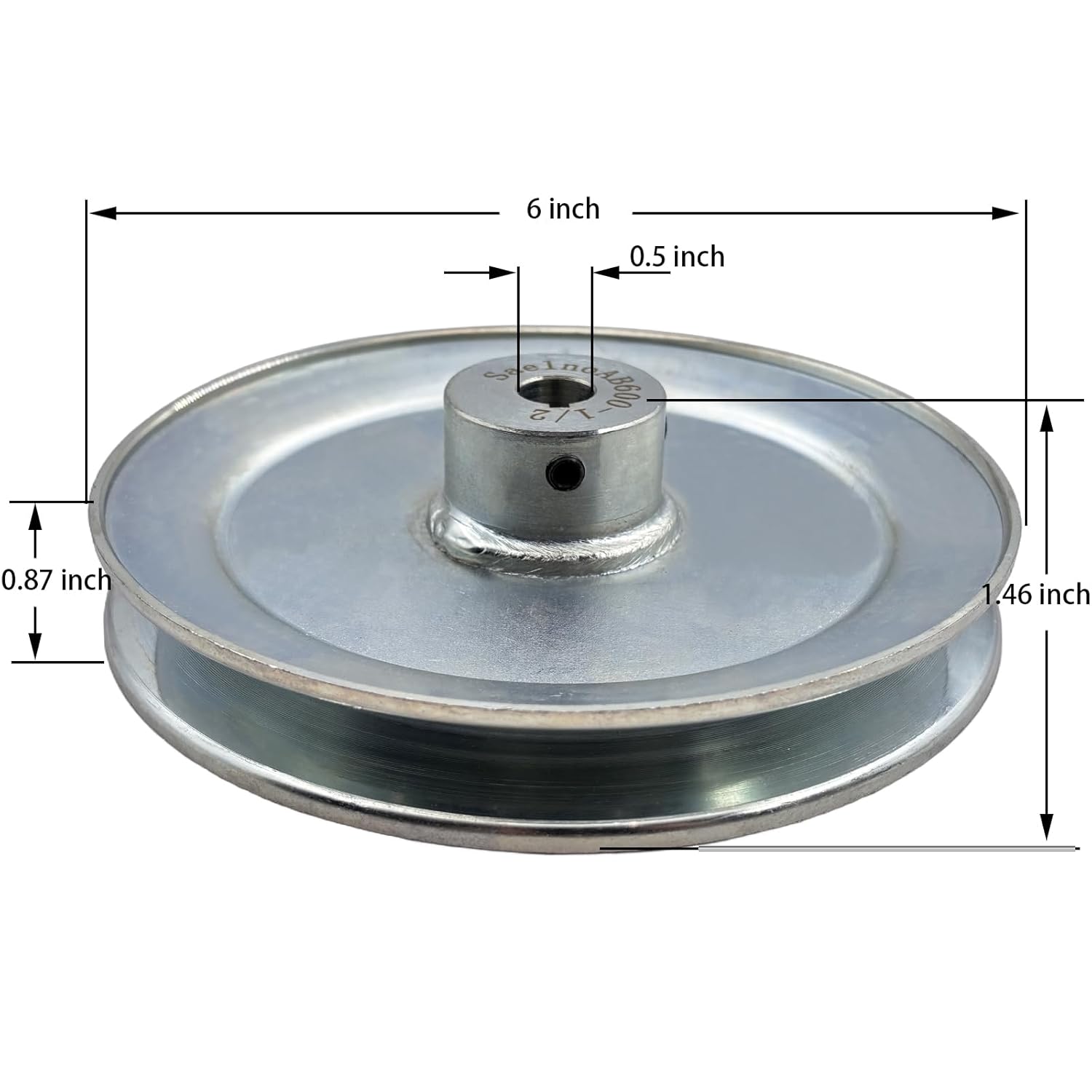 AB600-1/2 Single Groove Web Sheaves, v Belt Pulley 6" OD 1/2" bore,Motor Pulley Carbon Steel for A B 5L 4L V-Belts