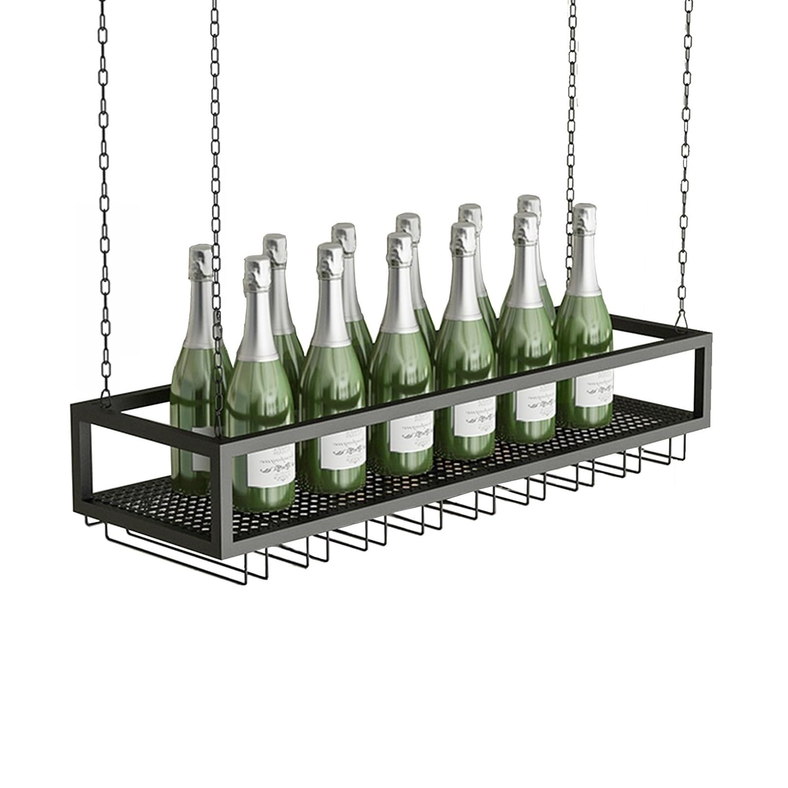 Portabicchieri da vino sospeso - Portabottiglie da soffitto in metallo, Ripiani sospesi, Portaoggetti decorativo per piante da esposizione, Scaffale per fiori con supporto a parete, Organizzatore ( Si