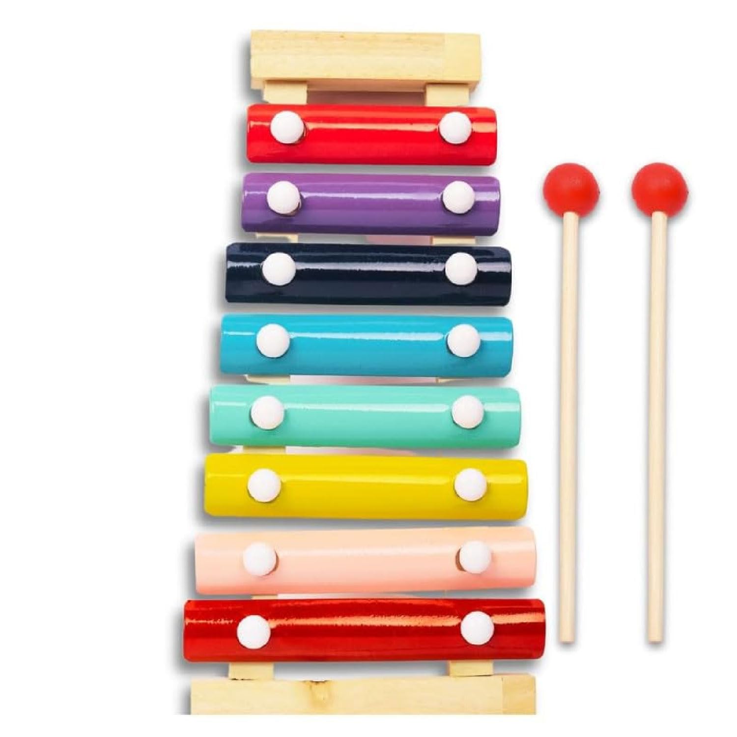 TOYJOS Wooden 8-Note Xylophone with Mallets | Non-Toxic Safe Kids Educational Musical Instrument Toy | Handmade Lightweight Playset Gifts for Toddlers, Boys, and Girls (Multicolour, Age 12+ Months)-image-39