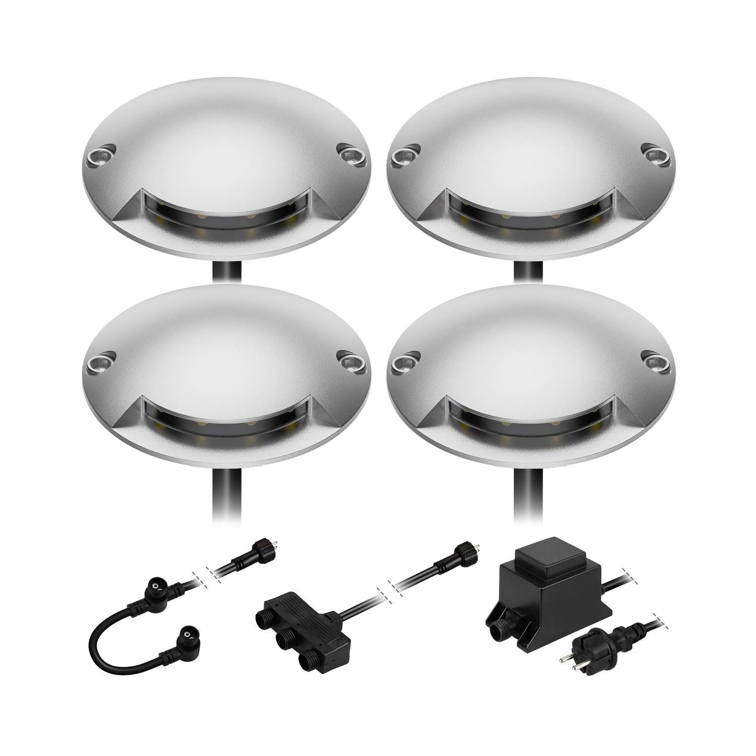 ledscom.de LED Boden-Aufbau-Leuchte Bunda, 1-flammig, für außen, befahrbar, warm-weiß, 4er Set