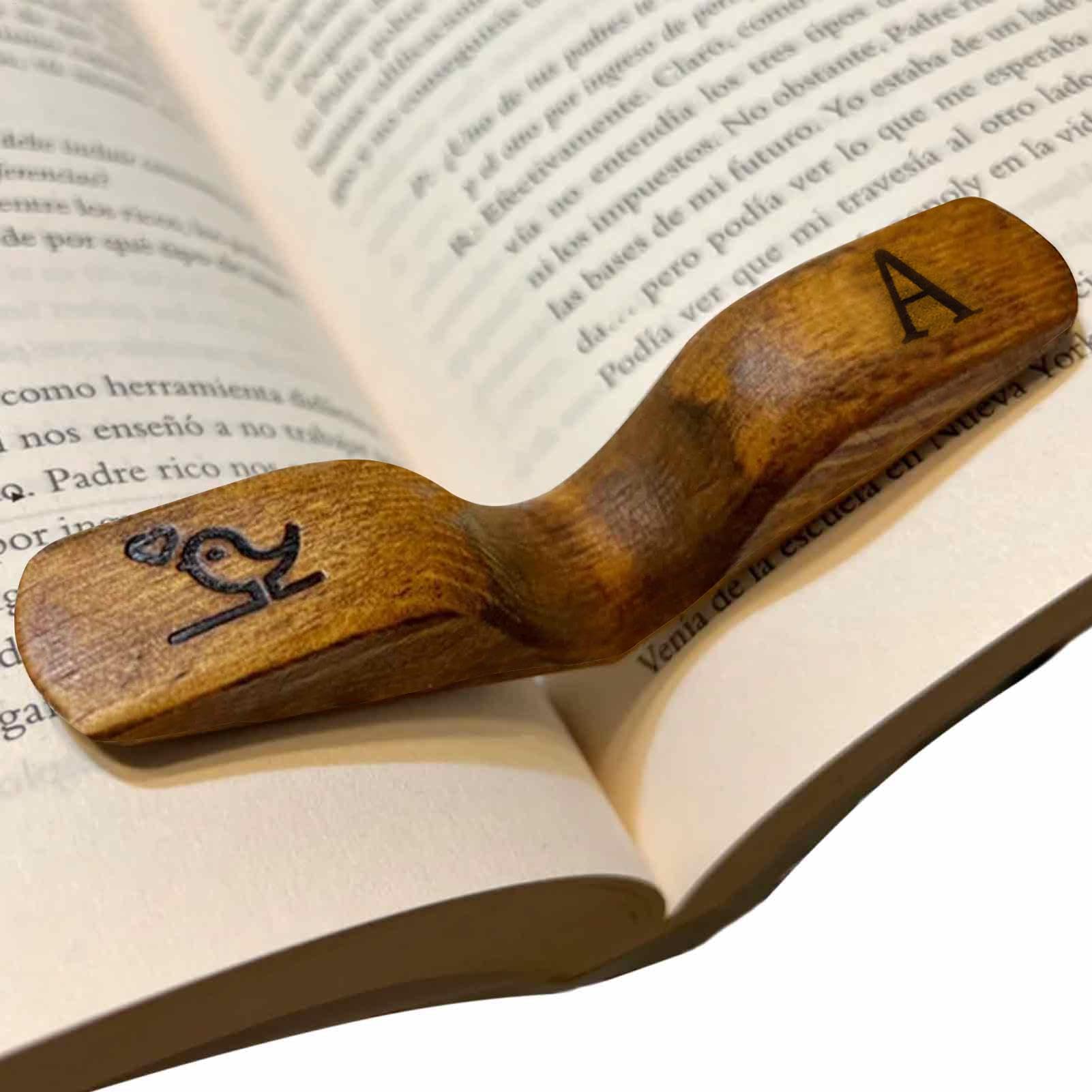 Handmade wooden thumb ring page holder for one-handed reading