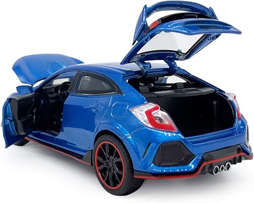 Miniatura 4 de 2017 Civic Type R Model Car Hatchback Deportes Diecast Toy Cars Escala 1/32 Metal Pull Back Niños Vehículos fundidos a presión, Puertas Abiertas Luz