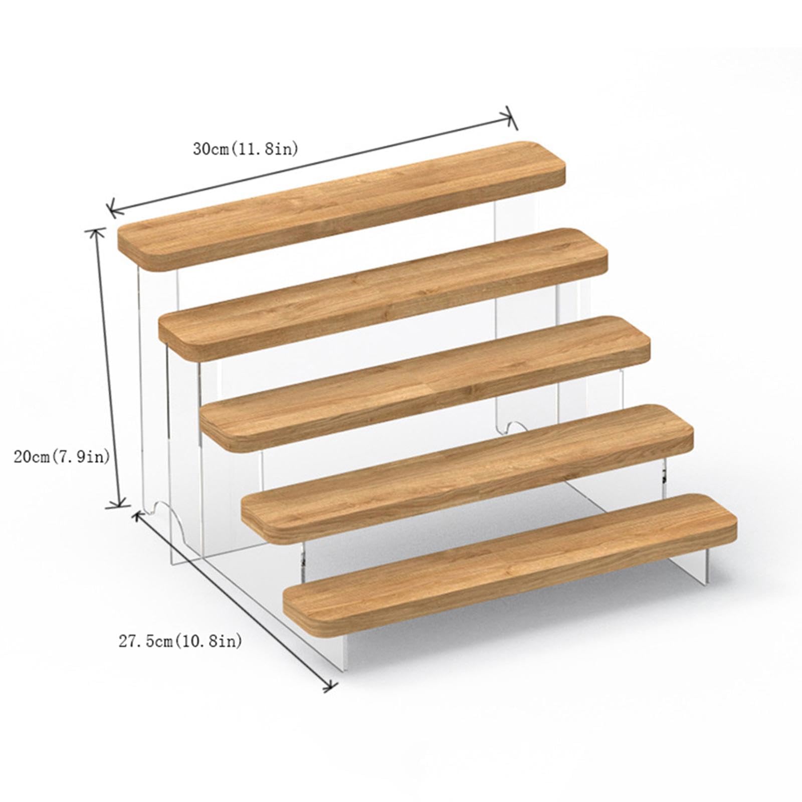 Klare Acryl Riser Display Ständer, Acrylic Display Riser Perfume Organizer Stand Showcase Jewelry Display Wood Tiered Display for Craft Figurine Decorations, 5 Layer(5 Layer)