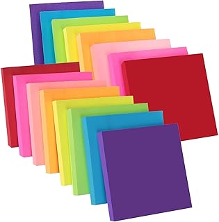 ZCZN 8 Assorted Colour Sticky Notes, 76 x 76 mm,100 Sheets/Pad Self-Sticky Notes,16 Pads