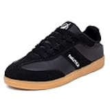 Women’s Sneakers – Casual Lace-Up Low Top Tennis Shoes with Vegan Leather and Suede Design, Classic Gum Sole Comfort Trainers