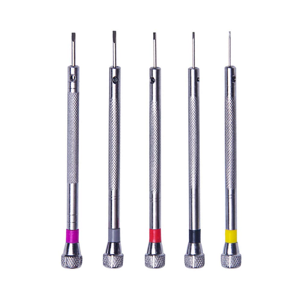 Plentoy 5Pcs Small Slotted Flathead Watch Screwdriver Set For Watchmakers Repair Tools Kit, 0.8Mm 1.0Mm 1.2Mm 1.4Mm 1.6Mm