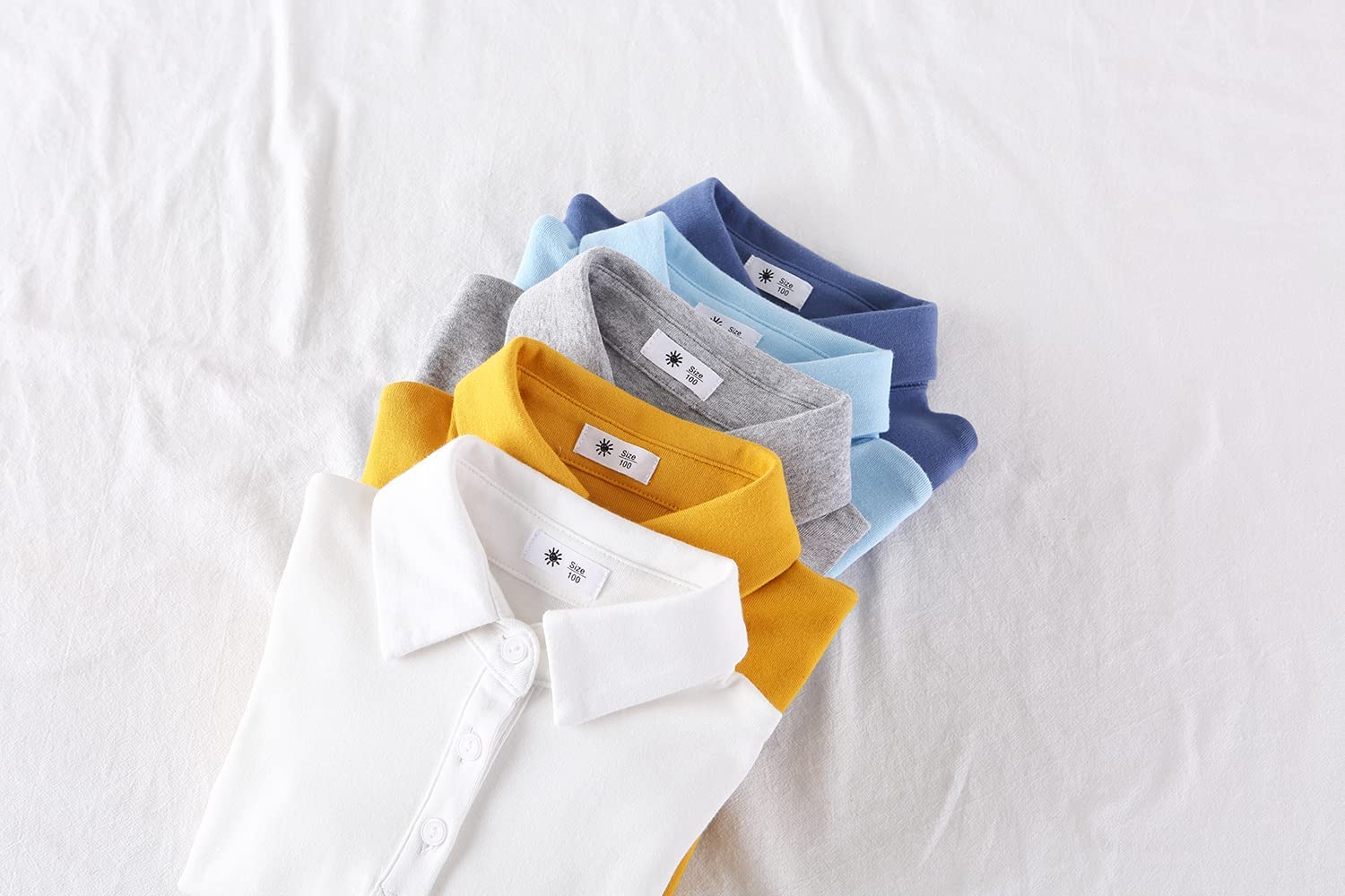 BINIDUCKLING Boys Girls Long Sleeve School Polo Shirt Plain School Uniform Ages 2-8 Years